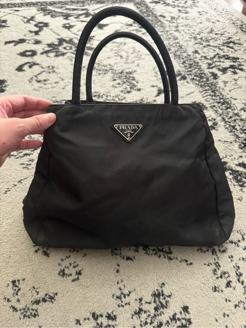 Prada Black Tessuto Nylon Top Handle Bag